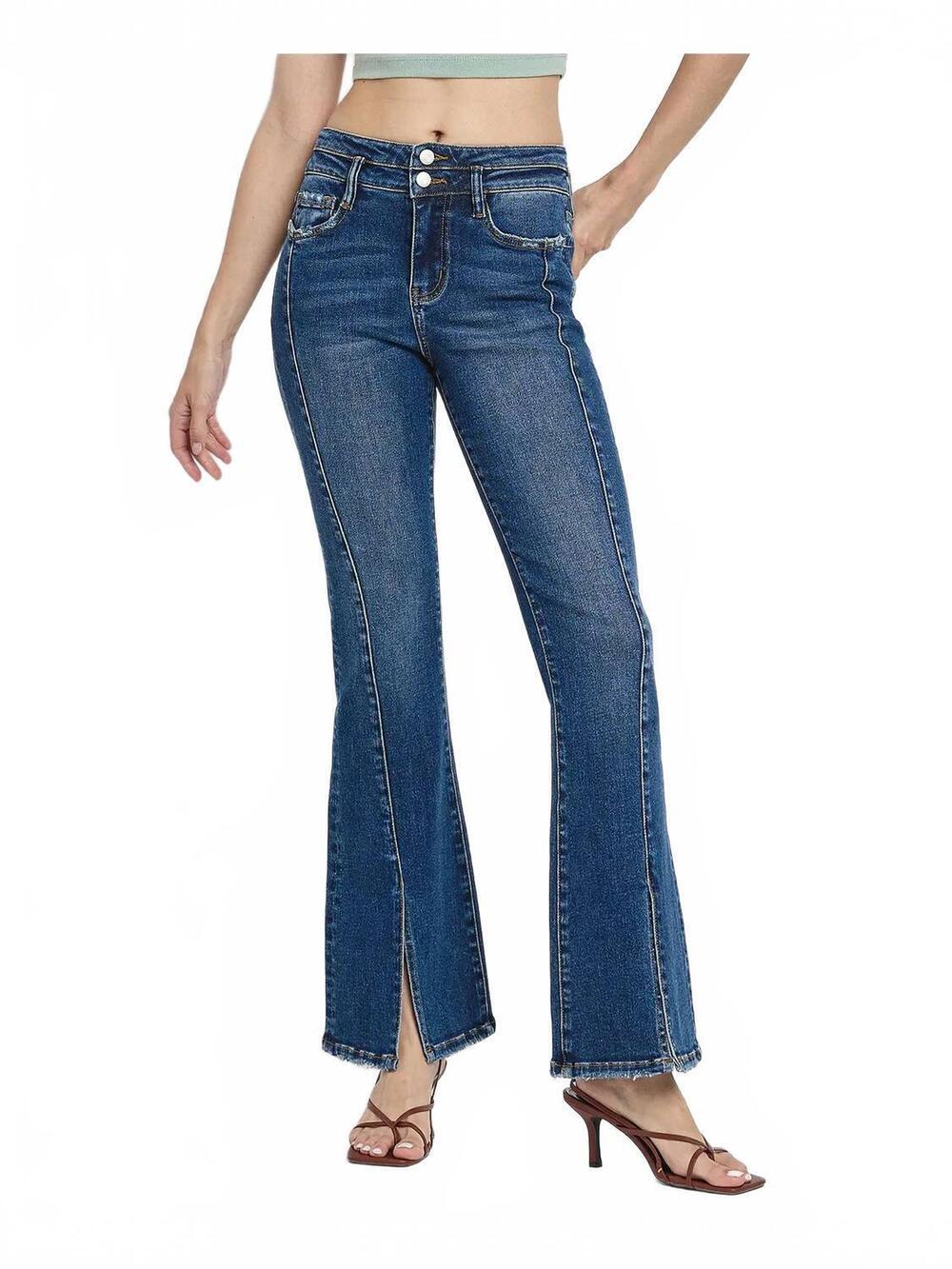 NEW LOVERVET western star flare leg denim jeans in dark wash